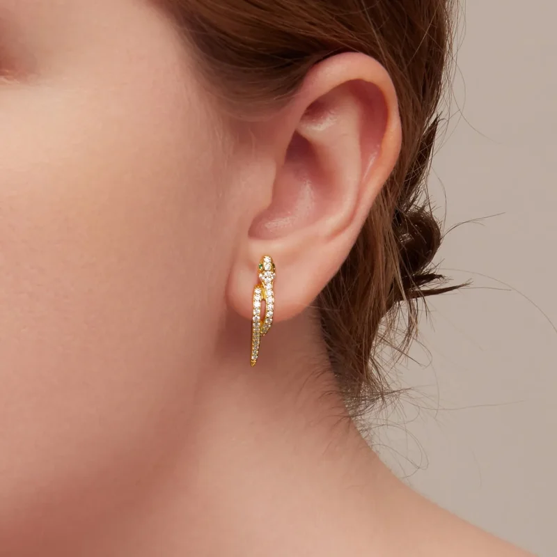 (image for) Pandora Style Spirit Snake Hoop Earrings - BSE669-B - View 7