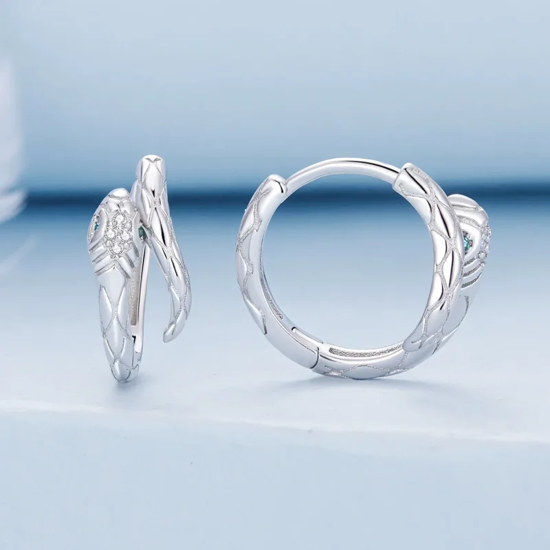 (image for) Pandora Style Spirit Snake Hoop Earrings - BSE818 - View 2