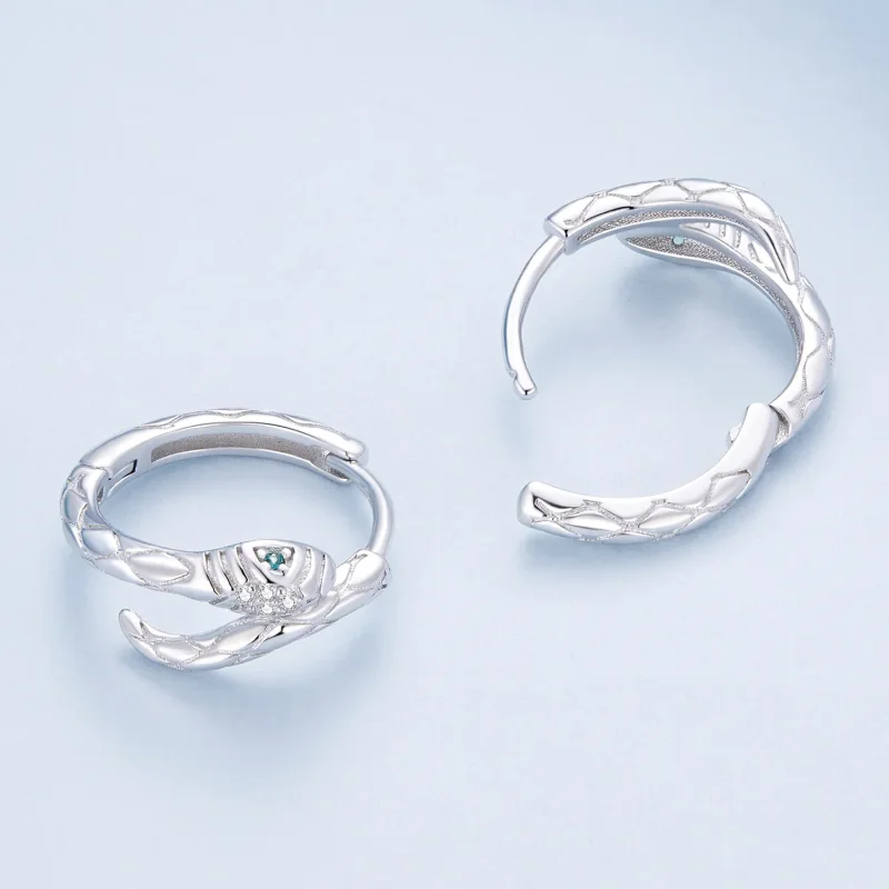 (image for) Pandora Style Spirit Snake Hoop Earrings - BSE818 - View 4