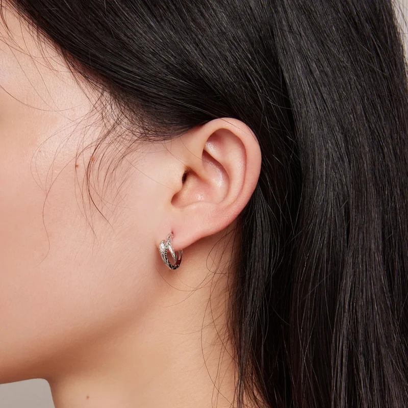 (image for) Pandora Style Spirit Snake Hoop Earrings - BSE818 - View 6