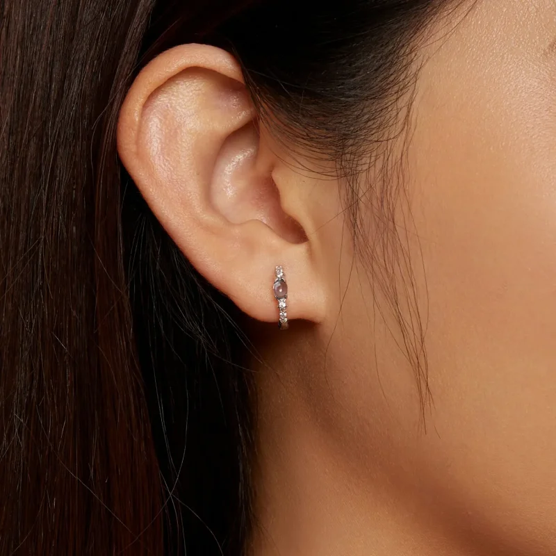 (image for) Pandora Style Star Blue Glass Hoop Earrings - BSE859 - View 7