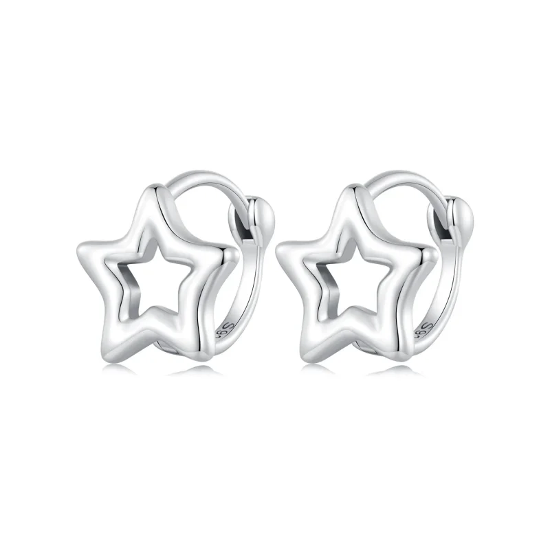 (image for) Pandora Style Star Hoop Earrings - BSE896 - Product Image