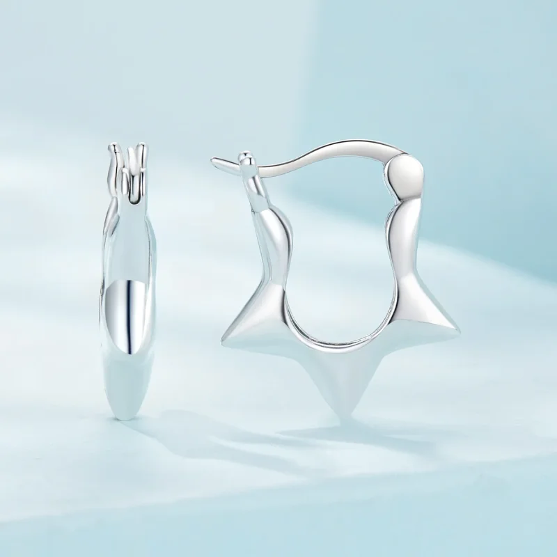 (image for) Pandora Style Star Hoop Earrings - SCE1615 - View 2