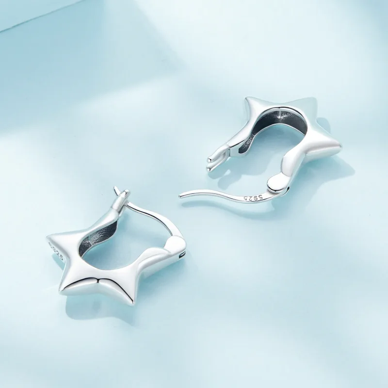(image for) Pandora Style Star Hoop Earrings - SCE1615 - View 4