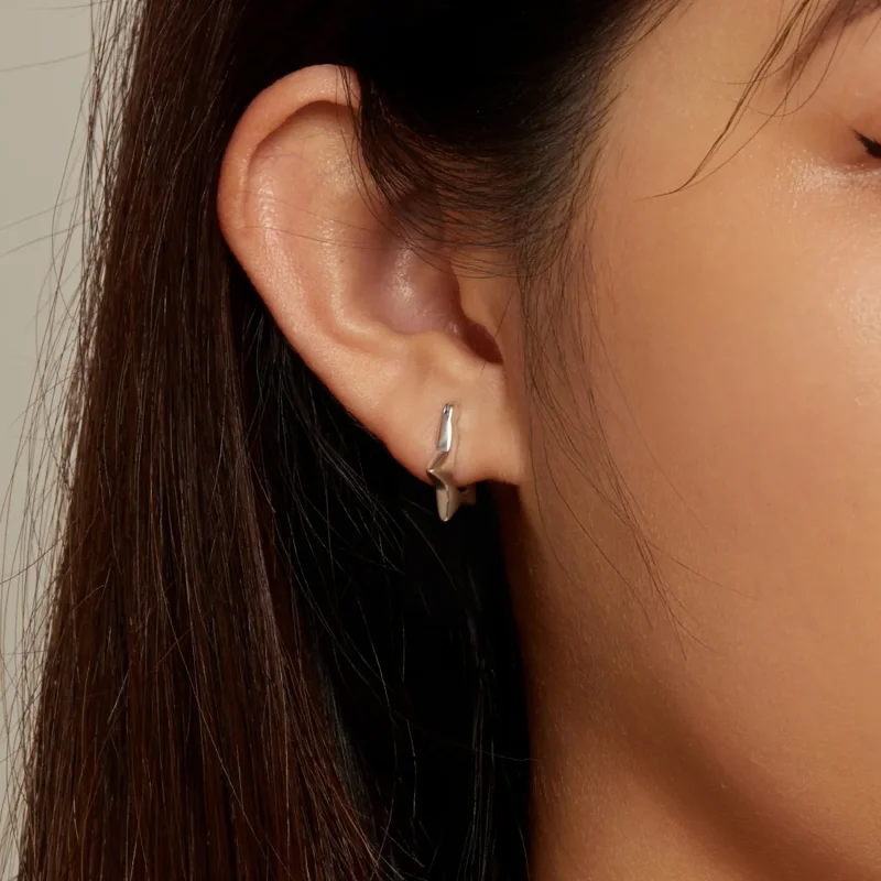 (image for) Pandora Style Star Hoop Earrings - SCE1615 - View 7