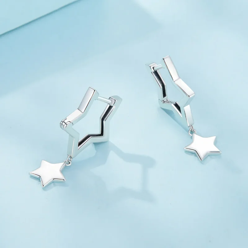 (image for) Pandora Style Star Hoop Earrings - SCE1621 - View 4