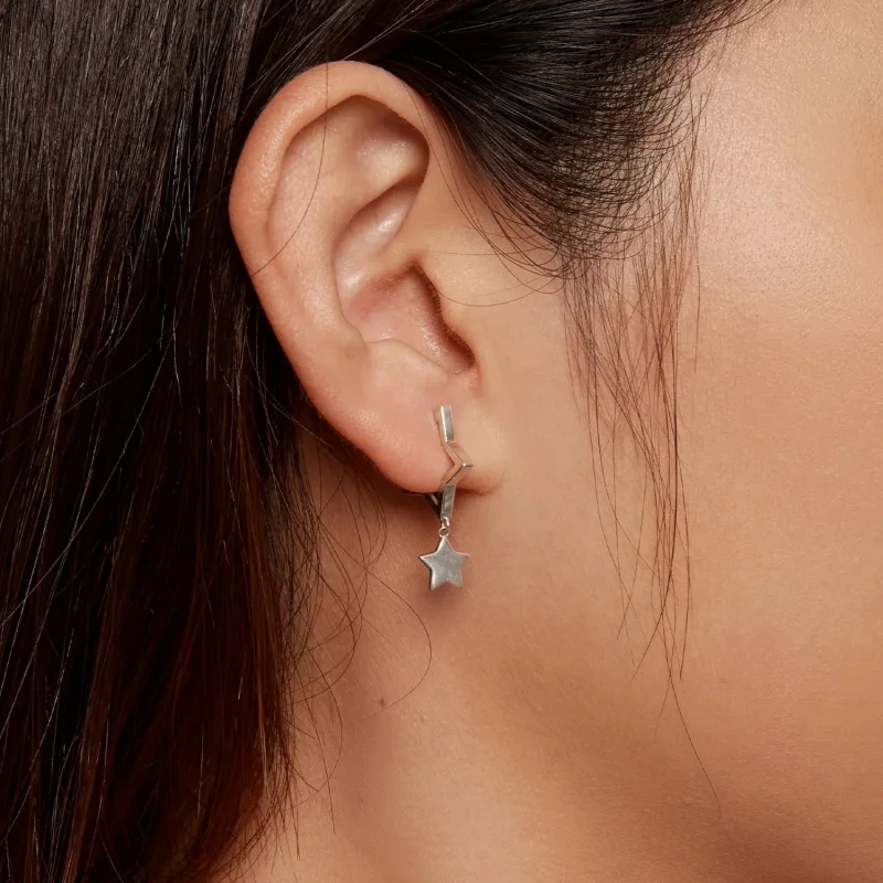 (image for) Pandora Style Star Hoop Earrings - SCE1621 - View 7