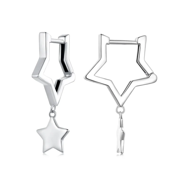 (image for) Pandora Style Star Hoop Earrings - SCE1621 - Product Image
