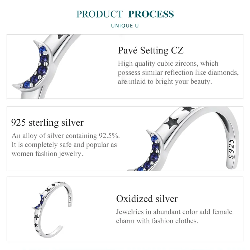 (image for) Pandora Style Sun, Moon and Stars Couple Ring - BSR490-E - View 4