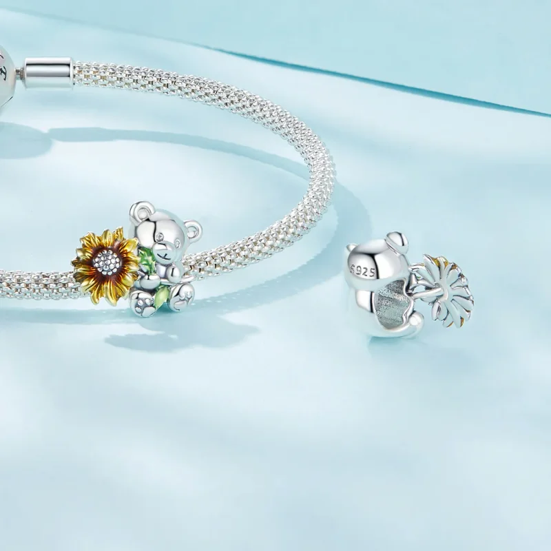 (image for) Pandora Style Sunflower and Bear Charm - SCC2560 - View 4