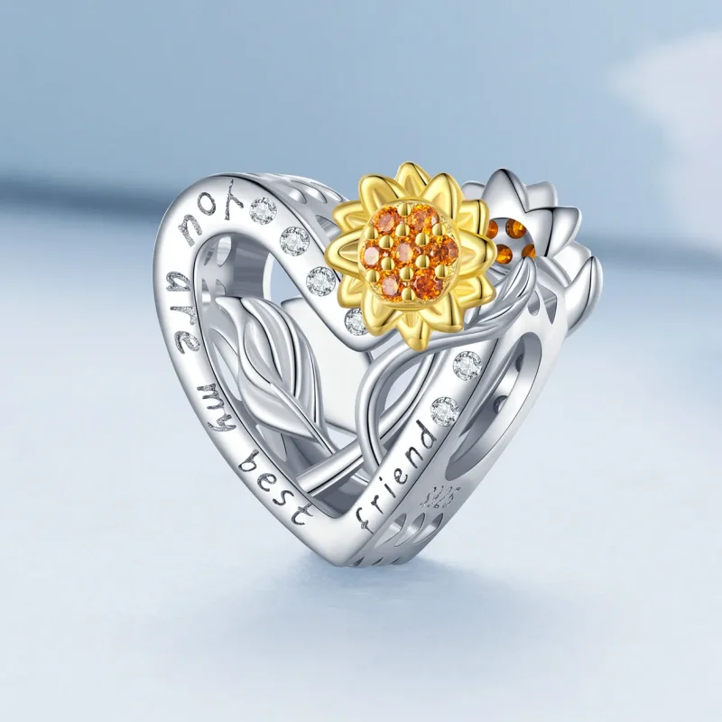 (image for) Pandora-style Sunflower Charm - BSC839 - View 2
