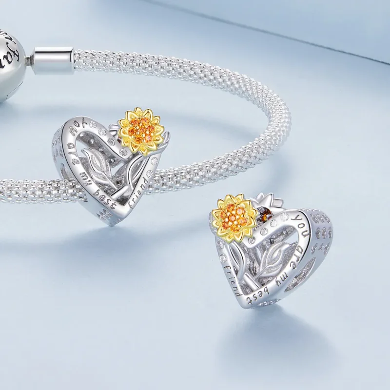 (image for) Pandora-style Sunflower Charm - BSC839 - View 4