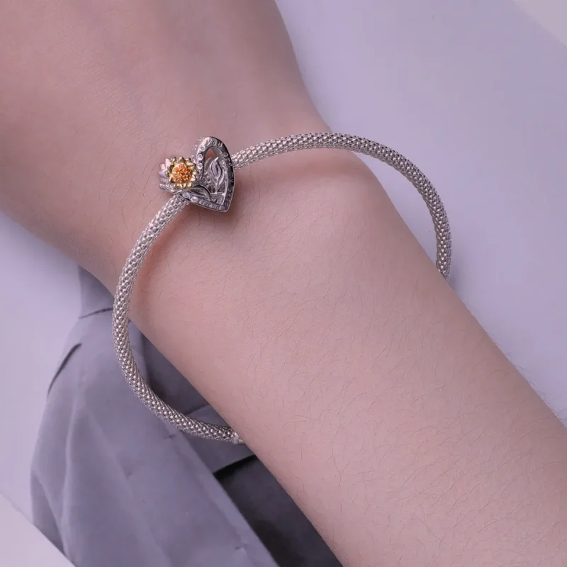 (image for) Pandora-style Sunflower Charm - BSC839 - View 6