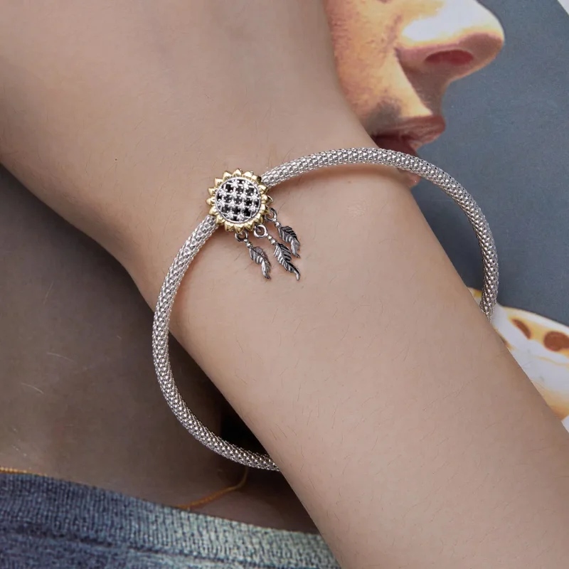 (image for) Pandora Style Sunflower Dream Catcher Charm - BSC820 - View 5