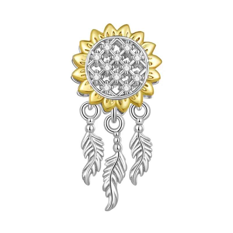 (image for) Pandora Style Sunflower Dream Catcher Charm - BSC820 - Product Image