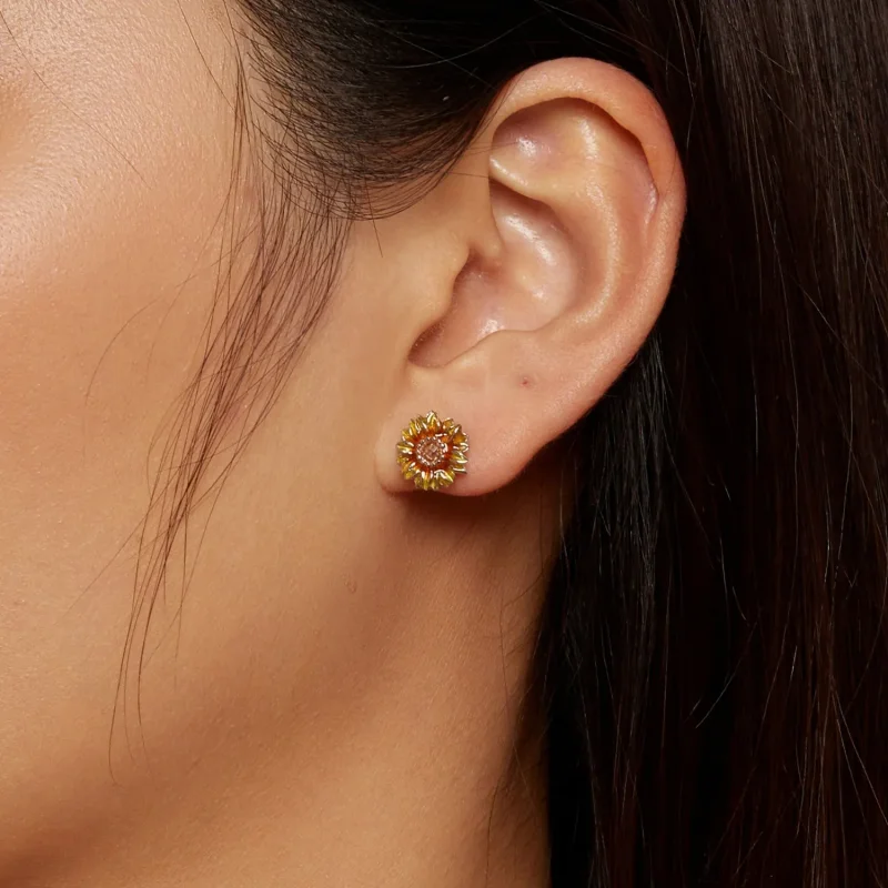 (image for) Pandora Style Sunflower Studs Earrings - BSE867 - View 7