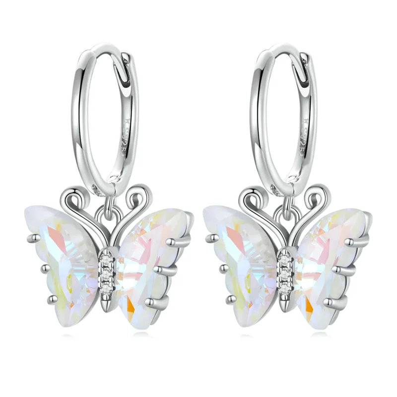 (image for) Pandora Style Symphony Butterfly Hoop Earrings - SCE1588-CF - Product Image