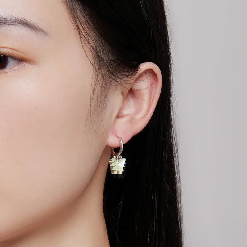 (image for) Pandora Style Symphony Butterfly Hoop Earrings - SCE1588-GN - View 6