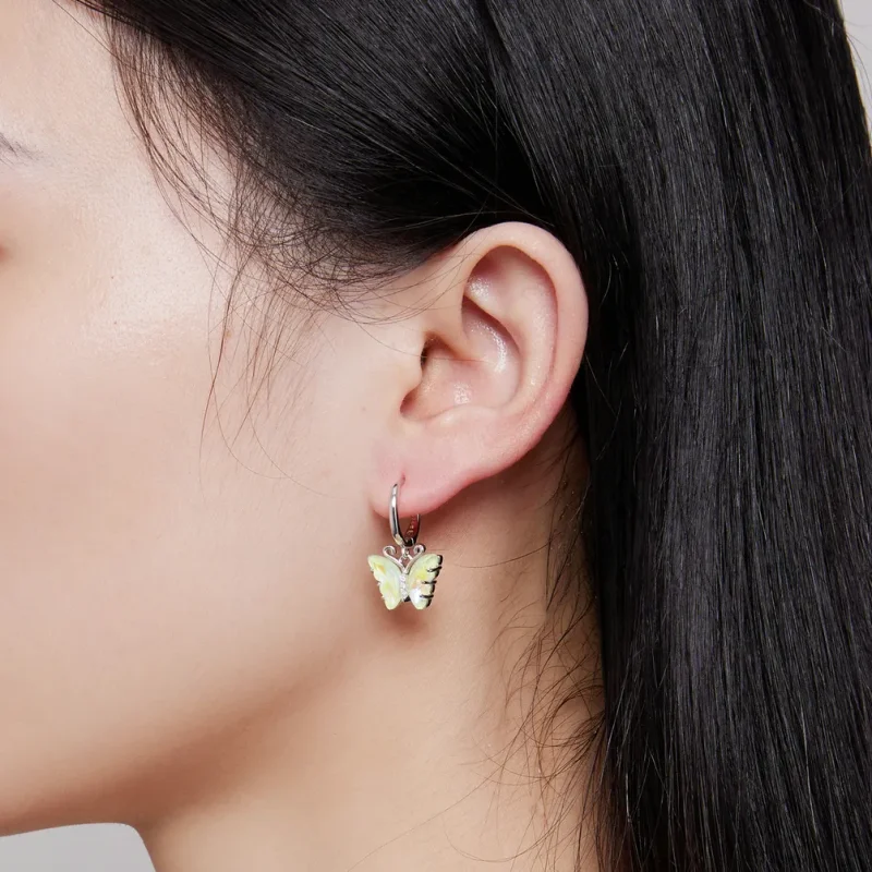 (image for) Pandora Style Symphony Butterfly Hoop Earrings - SCE1588-GN - View 8