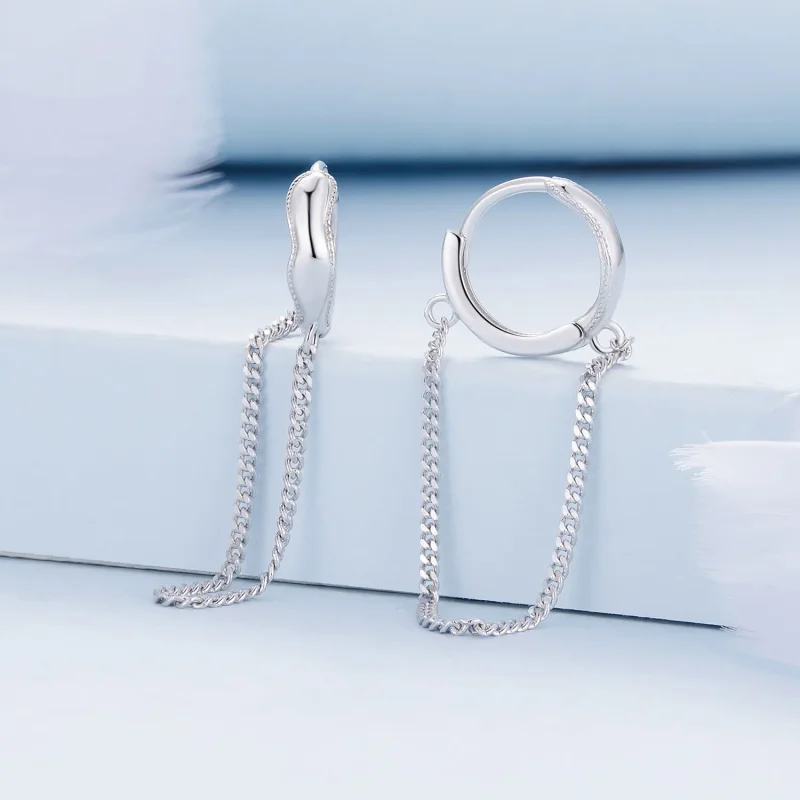 (image for) Pandora Style Tassel Hoop Earrings - BSE897 - View 2