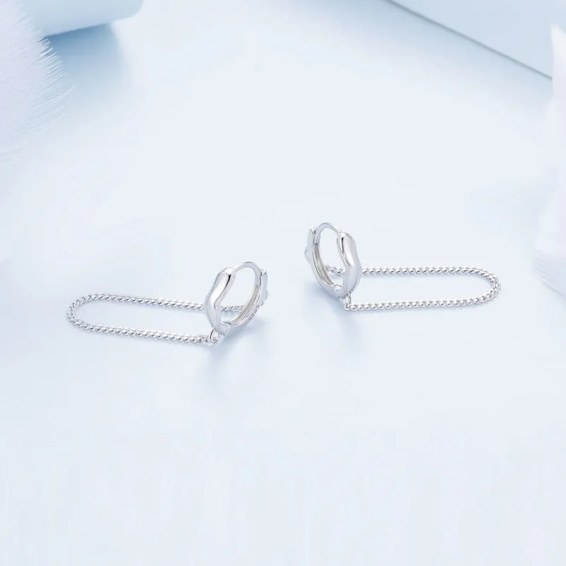 (image for) Pandora Style Tassel Hoop Earrings - BSE897 - View 3