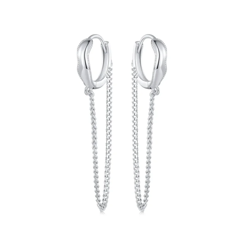 (image for) Pandora Style Tassel Hoop Earrings - BSE897 - Product Image