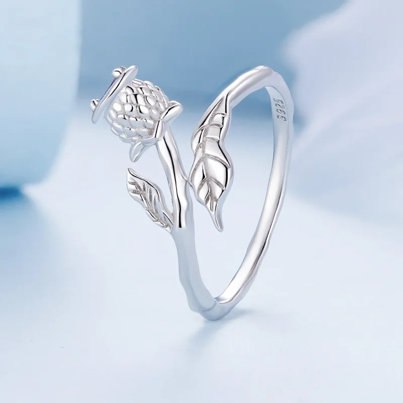 (image for) Pandora Style Thistle Open Ring - BSR397 - View 2