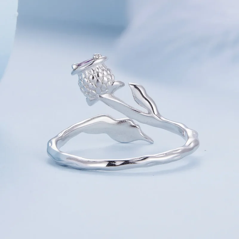 (image for) Pandora Style Thistle Open Ring - BSR397 - View 4