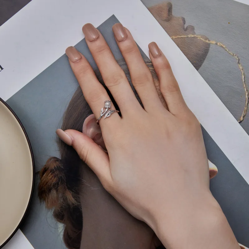 (image for) Pandora Style Thistle Open Ring - BSR397 - View 5