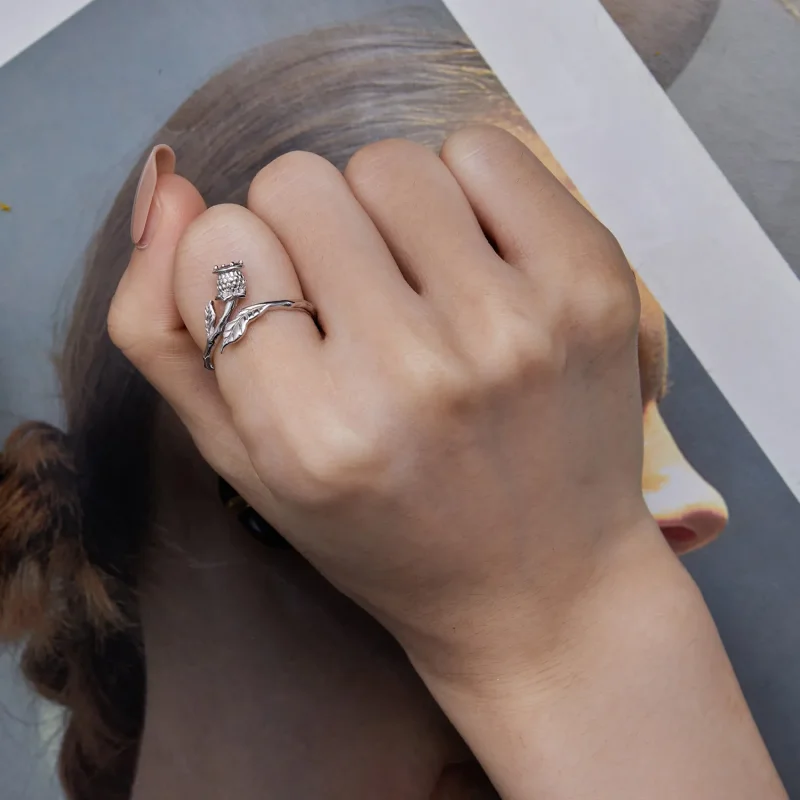 (image for) Pandora Style Thistle Open Ring - BSR397 - View 7