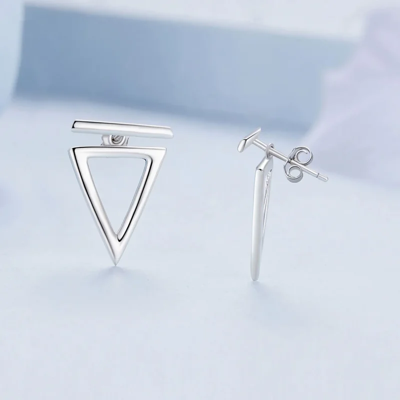 (image for) Pandora Style Triangle Studs Earrings - BSE900 - View 3