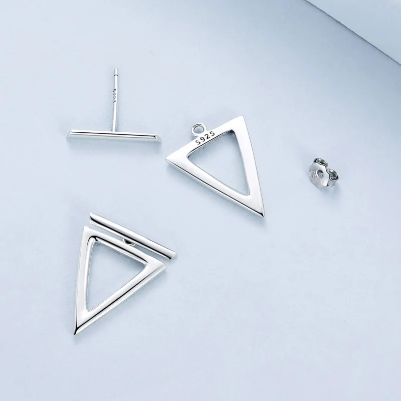 (image for) Pandora Style Triangle Studs Earrings - BSE900 - View 5