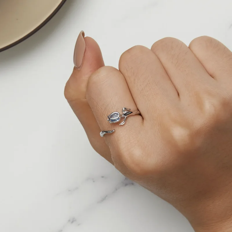 (image for) Pandora Style Tulip Open Ring - BSR465-E - View 6