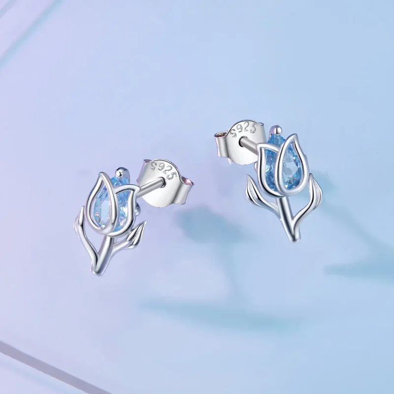 (image for) Pandora-style Tulip Stud Earrings - BSE873 - View 2