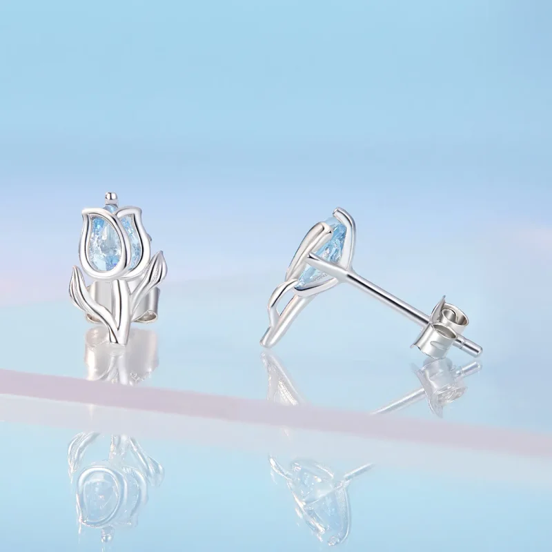 (image for) Pandora-style Tulip Stud Earrings - BSE873 - View 3