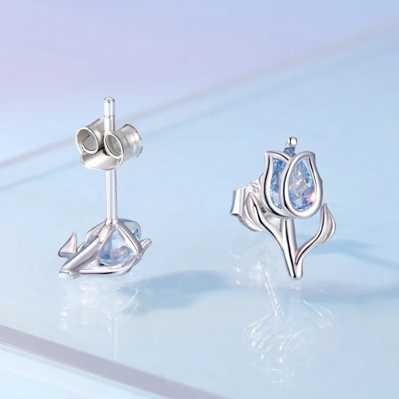 (image for) Pandora-style Tulip Stud Earrings - BSE873 - View 4