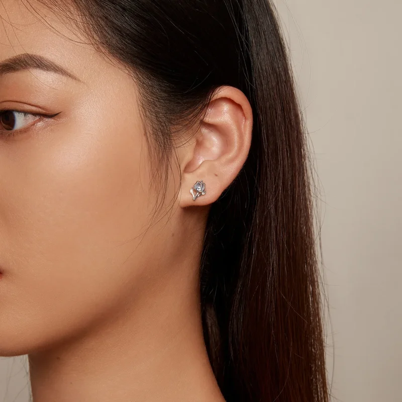 (image for) Pandora-style Tulip Stud Earrings - BSE873 - View 5