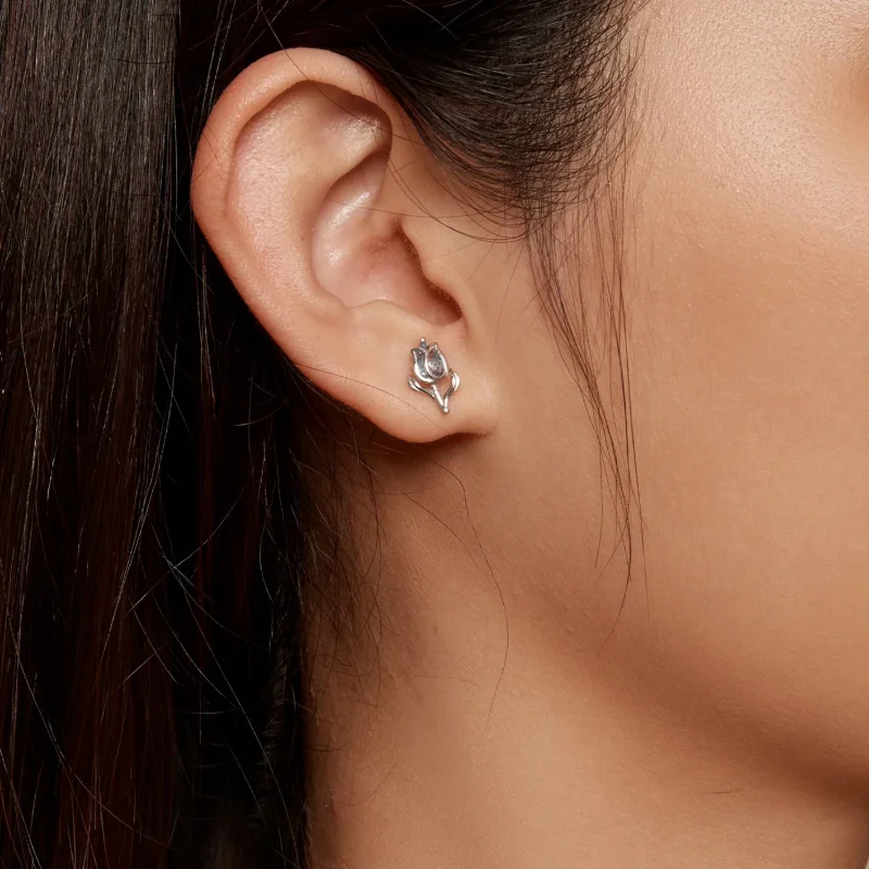 (image for) Pandora-style Tulip Stud Earrings - BSE873 - View 6