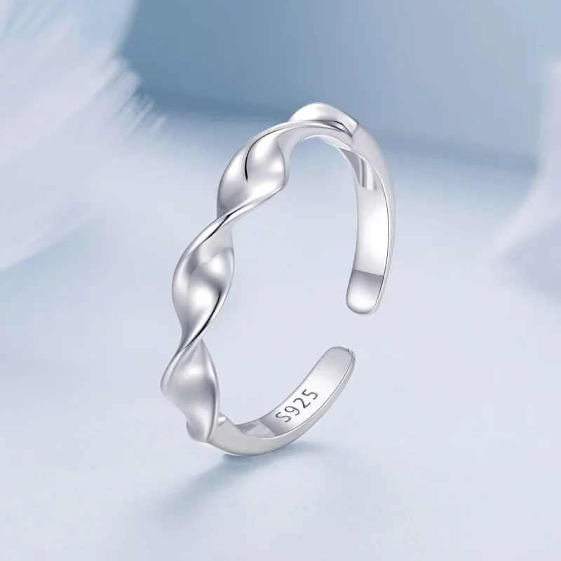 (image for) Pandora Style Twisted Sterling Silver Ring - BSR468-E - View 2
