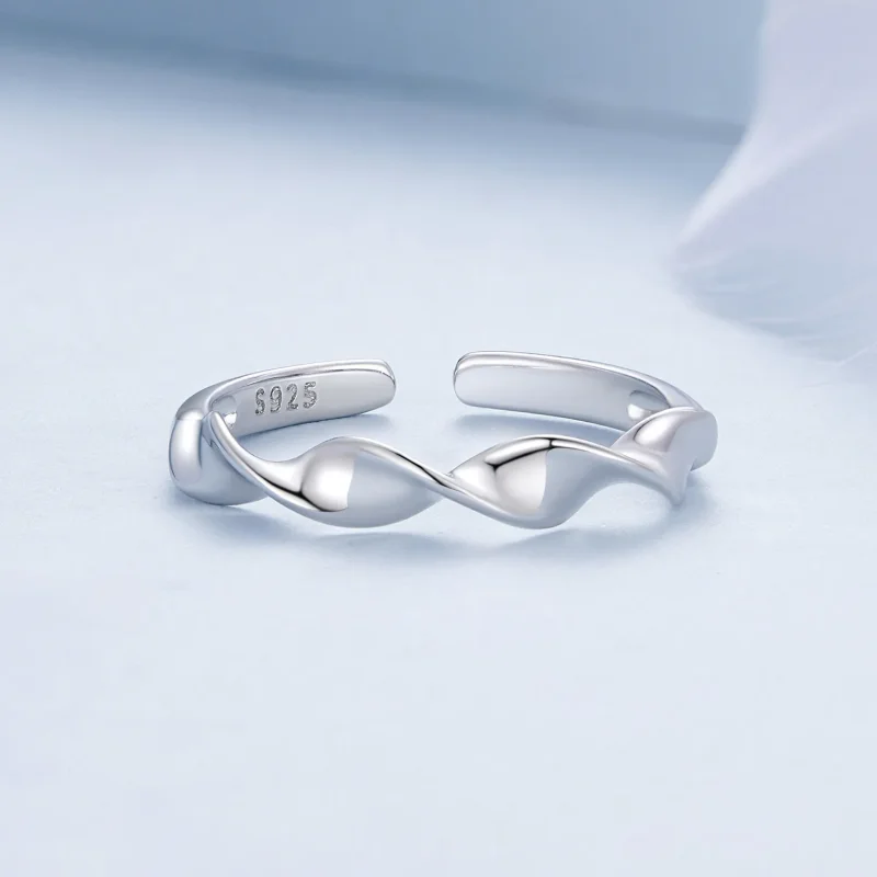 (image for) Pandora Style Twisted Sterling Silver Ring - BSR468-E - View 3