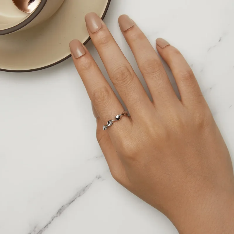 (image for) Pandora Style Twisted Sterling Silver Ring - BSR468-E - View 5