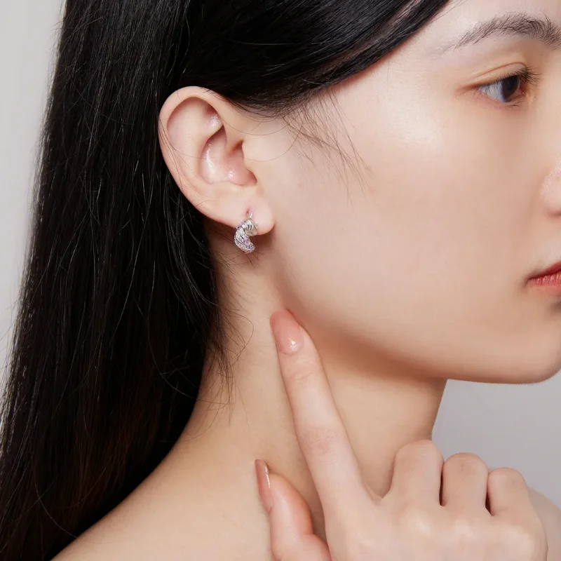 (image for) Pandora Style Unicorn Hoop Earrings - BSE832 - View 7