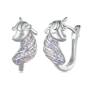 (image for) Pandora Style Unicorn Hoop Earrings - BSE832