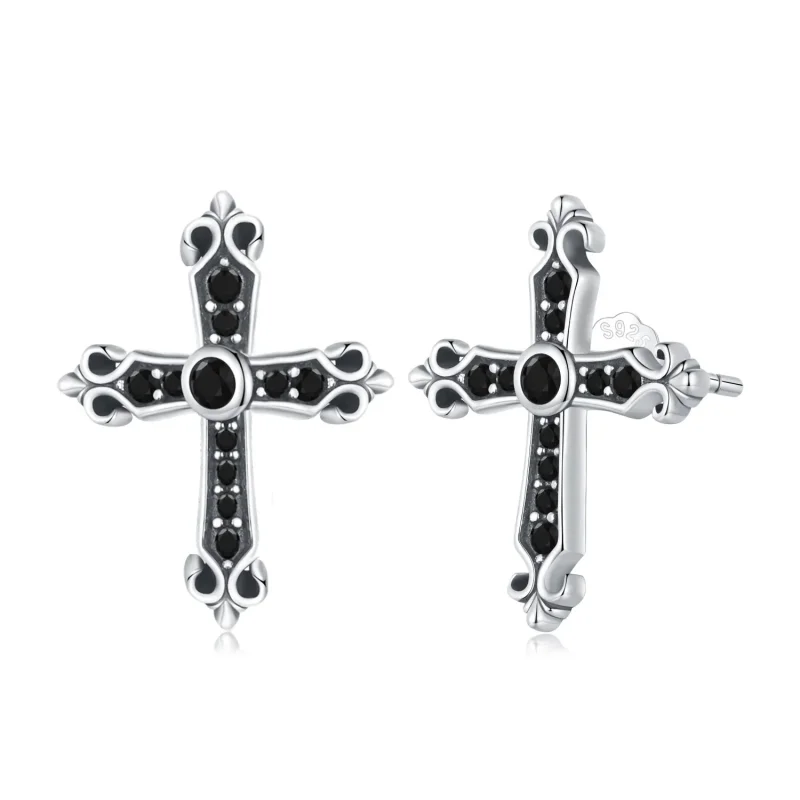 (image for) Pandora Style Vintage Cross Studs Earrings - SCE1655 - Product Image