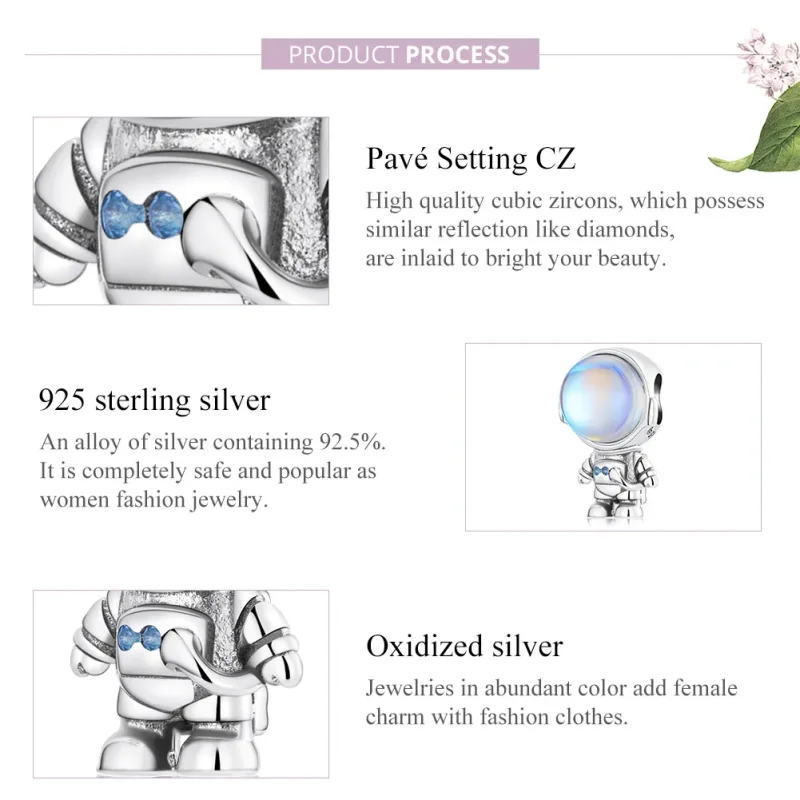 (image for) Pandora Style Warm-Sensing Astronaut Charm - BSC578 - View 5