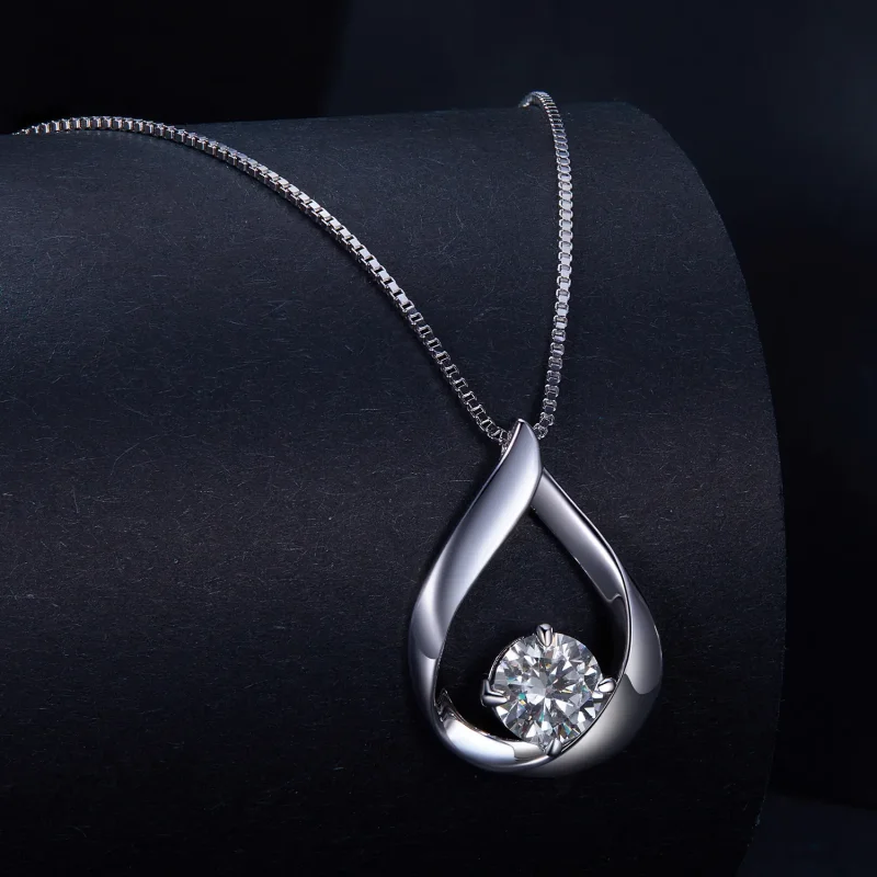 (image for) Pandora Style Water Drop Moissanite Necklace (One Certificate) - MSN015 - View 2