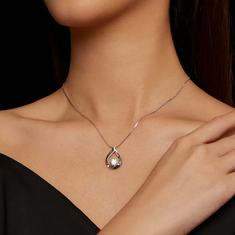 (image for) Pandora Style Water Drop Moissanite Necklace (One Certificate) - MSN015 - View 6