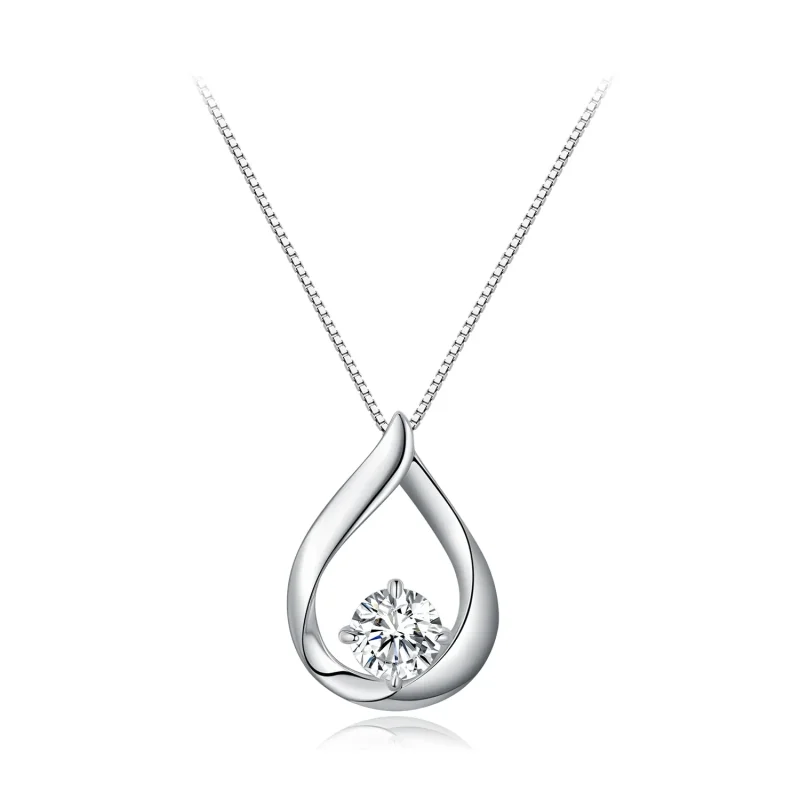 (image for) Pandora Style Water Drop Moissanite Necklace (One Certificate) - MSN015 - Product Image