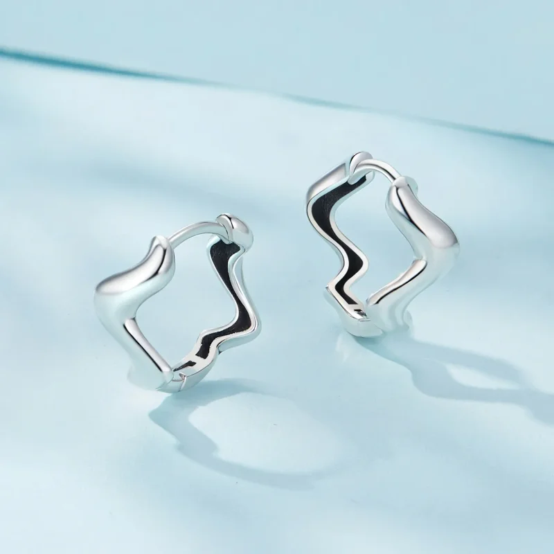 (image for) Pandora Style Wave Hoop Earrings - SCE1624 - View 4