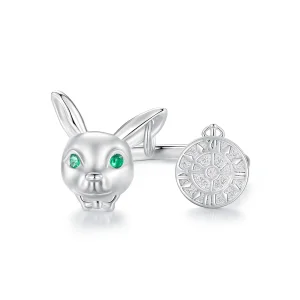 (image for) Pandora Style White Rabbit Clock Ring - SCR948-E